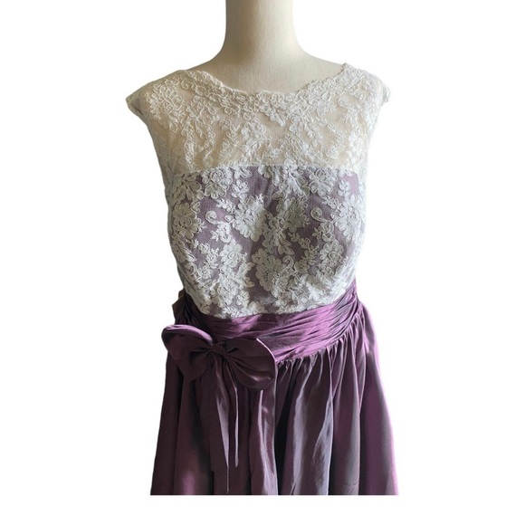 NWT-LAN TING-WHITE & PURPLE TEA LENGTH DRESS-SIZE 20/22 - Picture 2 of 11